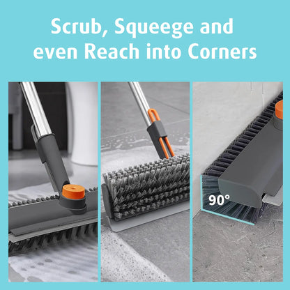 AIR U Floor Scrub Brush with Multi-Purpose Long Handle 3 in 1 360°Rotating Scrape and Heavy-Duty Stiff Bristle Scrubber Brush for Bathtub Cleaning Shower Bathroom Patio Garage Kitchen Deck Cleaning Supplies Home Essential Items Halloween Cleanup Gift