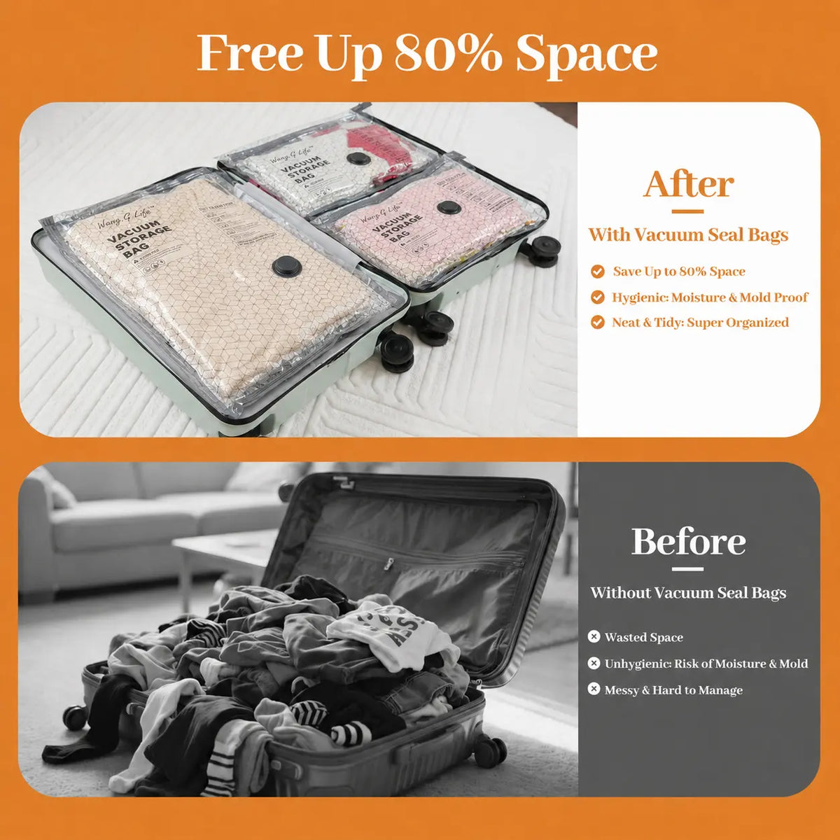 [2026 Upgraded] Cordless Travel Vacuum Seal Bags Set with Rechargeable Air Pump, 15 Pack Carry-On Size Foldable Collapsible Degradable Dustproof Eco-Friendly Storage Bags for Luggage