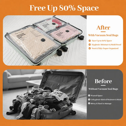 [2026 Upgraded] Cordless Travel Vacuum Seal Bags Set with Rechargeable Air Pump, 15 Pack Carry-On Size Foldable Collapsible Degradable Dustproof Eco-Friendly Storage Bags for Luggage