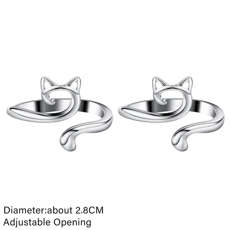 Knitting Crochet Hook Ring 1/2Pcs Adjustable Crochet Tension Cat Ring Beginneryarn Guide Finger Holders Thimbles Winder Tools