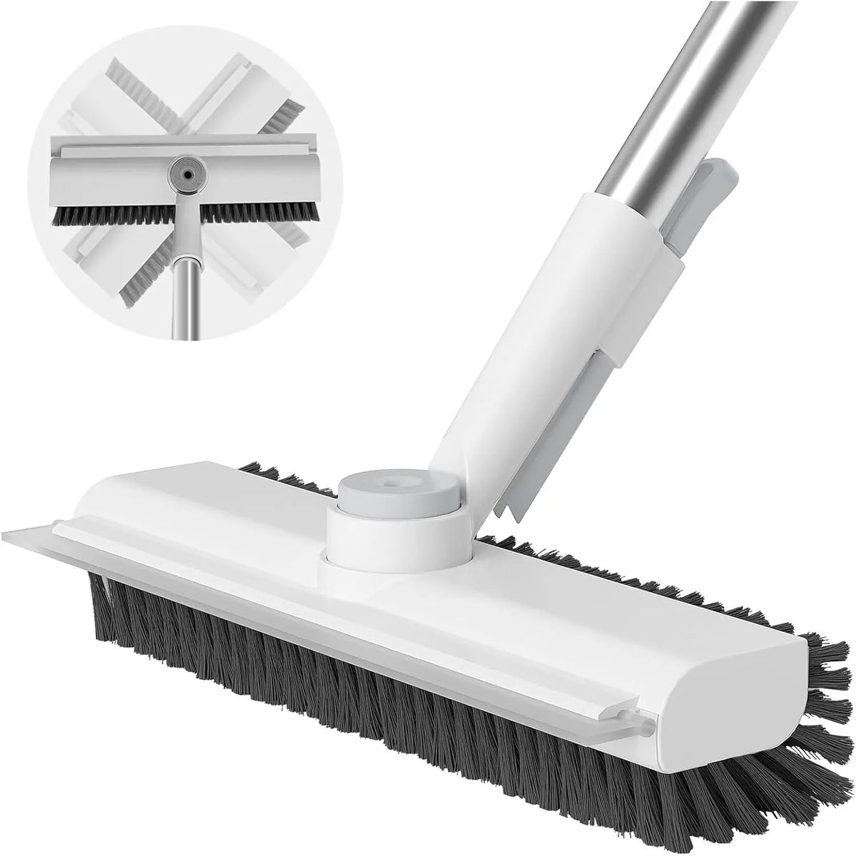 AIR U Floor Scrub Brush with Multi-Purpose Long Handle 3 in 1 360°Rotating Scrape and Heavy-Duty Stiff Bristle Scrubber Brush for Bathtub Cleaning Shower Bathroom Patio Garage Kitchen Deck Cleaning Supplies Home Essential Items Halloween Cleanup Gift