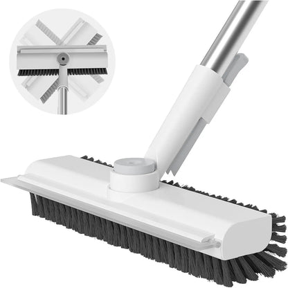 AIR U Floor Scrub Brush with Multi-Purpose Long Handle 3 in 1 360°Rotating Scrape and Heavy-Duty Stiff Bristle Scrubber Brush for Bathtub Cleaning Shower Bathroom Patio Garage Kitchen Deck Cleaning Supplies Home Essential Items Halloween Cleanup Gift