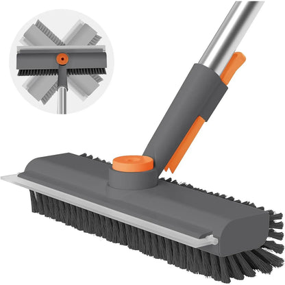 AIR U Floor Scrub Brush with Multi-Purpose Long Handle 3 in 1 360°Rotating Scrape and Heavy-Duty Stiff Bristle Scrubber Brush for Bathtub Cleaning Shower Bathroom Patio Garage Kitchen Deck Cleaning Supplies Home Essential Items Halloween Cleanup Gift