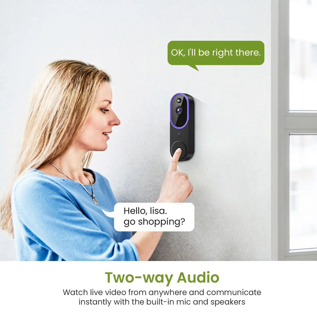 Wireless Video Doorbell Camera - 1080P Smart Outdoor Security Gadget with AI Human Detection, Night Vision, Instant Alert, 2-Way Audio, 2.4G Wifi Only, Easy Installation, Rechargeable Battery, Cloud Storage