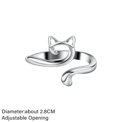 Knitting Crochet Hook Ring 1/2Pcs Adjustable Crochet Tension Cat Ring Beginneryarn Guide Finger Holders Thimbles Winder Tools