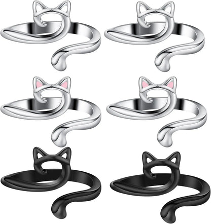 Knitting Crochet Hook Ring 1/2Pcs Adjustable Crochet Tension Cat Ring Beginneryarn Guide Finger Holders Thimbles Winder Tools