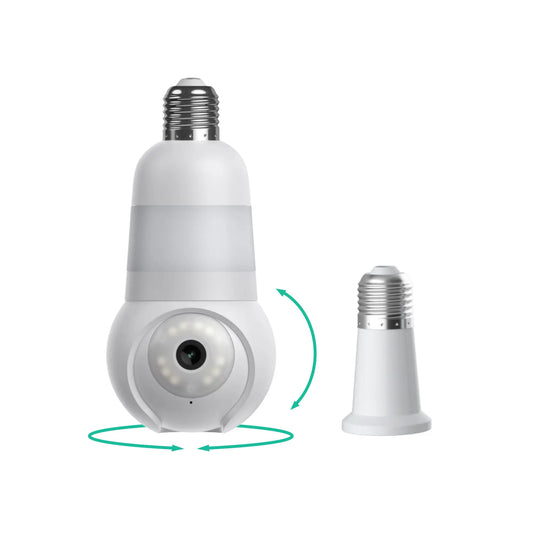 Luna Light Cam 2K Light Bulb Security Camera - Socket-Mounted PTZ Indoor Camera, Next-Gen Descriptive AI Alerts, 360° Pan-Tilt, Color Night Vision, Built-In LED & Spotlight, Local Recording, 2.4Ghz Wifi, Easy Porch/Front Door Installation